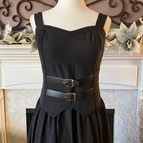 Vintage Ruffle Dress w/ Hi-Lo Hem Goth Steampunk Dress, Black, Size Small, NWOT - Picture 8 of 16